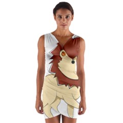 Happy Cartoon Baby Lion Wrap Front Bodycon Dress by Catifornia
