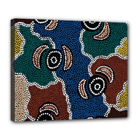 Aboriginal Art - Riverside Dreaming Deluxe Canvas 24  X 20   by hogartharts