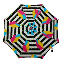 Cube Line Polka Dots Horizontal Triangle Pink Yellow Blue Green Black Flag Hook Handle Umbrellas (small) by Mariart