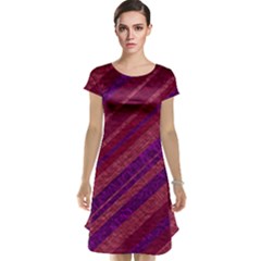 Maroon Striped Texture Cap Sleeve Nightdress by Mariart