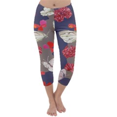 Original Butterfly Carnation Capri Winter Leggings  by Mariart