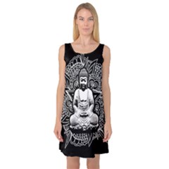 Ornate Buddha Sleeveless Satin Nightdress by Valentinaart
