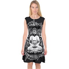 Ornate Buddha Capsleeve Midi Dress by Valentinaart