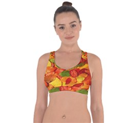 Leaves Texture Cross String Back Sports Bra by BangZart
