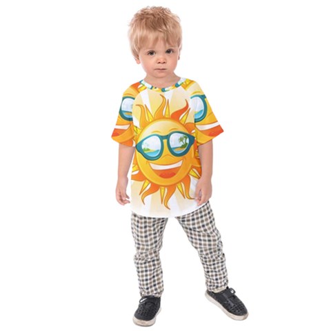 Cartoon Sun Kids Raglan Tee by LimeGreenFlamingo
