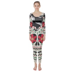 Man Sugar Skull Long Sleeve Catsuit by LimeGreenFlamingo
