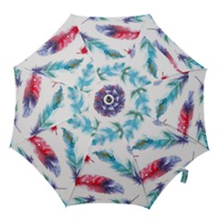 Watercolor Feather Background Hook Handle Umbrellas (large) by LimeGreenFlamingo