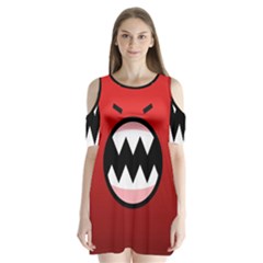 Funny Angry Shoulder Cutout Velvet  One Piece by BangZart