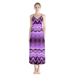 Purple Pink Zig Zag Pattern Button Up Chiffon Maxi Dress by BangZart