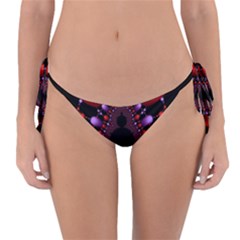 Fractal Red Violet Symmetric Spheres On Black Reversible Bikini Bottom by BangZart