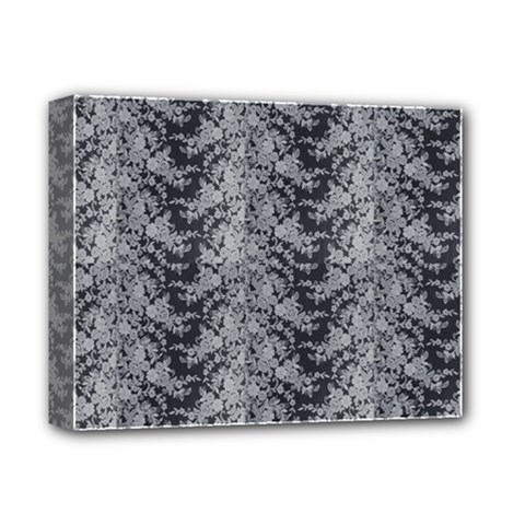 Black Floral Lace Pattern Deluxe Canvas 14  X 11  by paulaoliveiradesign
