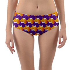 Purple And Yellow Abstract Pattern Reversible Mid-waist Bikini Bottoms by paulaoliveiradesign