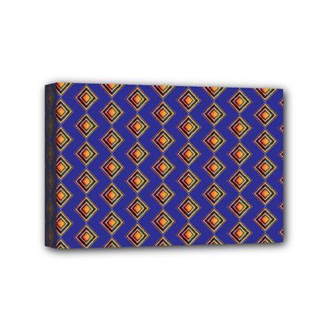 Blue Geometric Losangle Pattern Mini Canvas 6  X 4  by paulaoliveiradesign