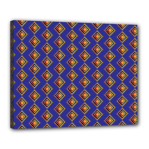 Blue Geometric Losangle Pattern Canvas 20  X 16  by paulaoliveiradesign