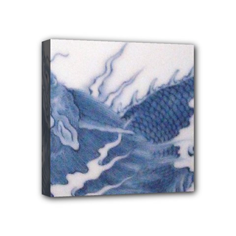 Blue Chinese Dragon Mini Canvas 4  X 4  by paulaoliveiradesign