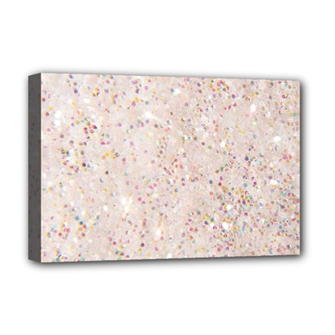 White Sparkle Glitter Pattern Deluxe Canvas 18  X 12   by paulaoliveiradesign