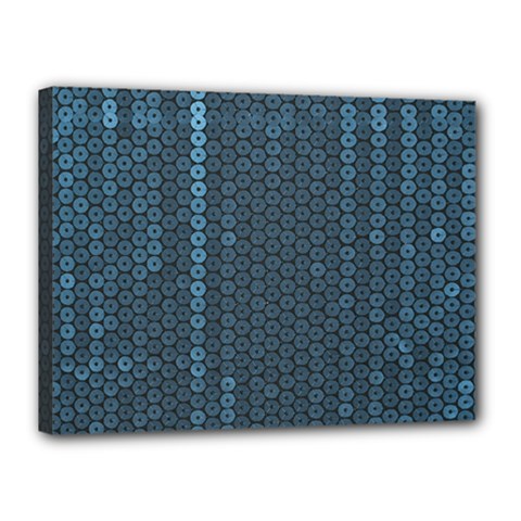 Blue Sparkly Sequin Texture Canvas 16  X 12  by paulaoliveiradesign