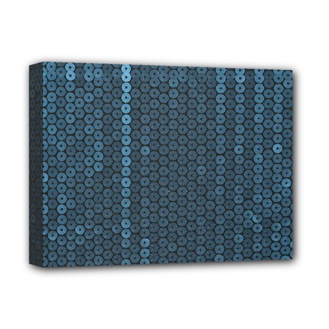 Blue Sparkly Sequin Texture Deluxe Canvas 16  X 12   by paulaoliveiradesign