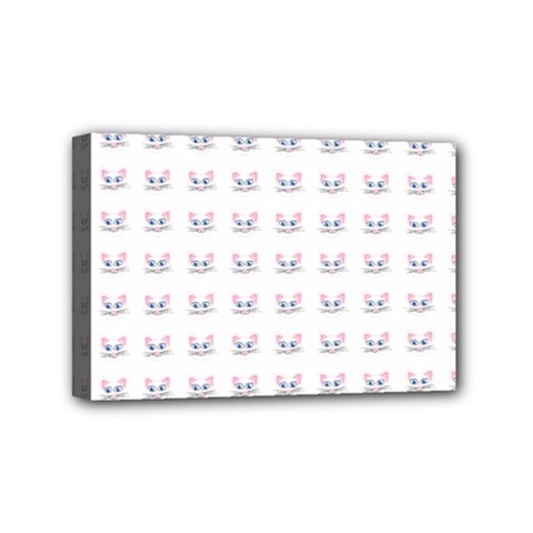 Pink Cute Cat Pattern Mini Canvas 6  X 4  by paulaoliveiradesign