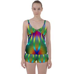 Colorful Easter Egg Tie Front Two Piece Tankini by BangZart