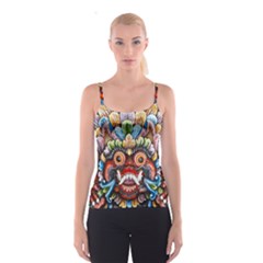 Wood Sculpture Bali Logo Spaghetti Strap Top by BangZart