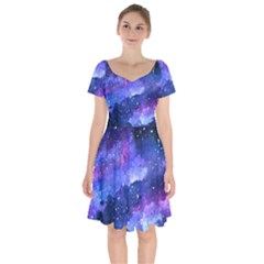 Galaxy Short Sleeve Bardot Dress by Kathrinlegg
