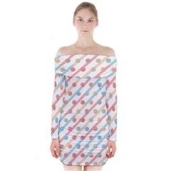 Simple Saturated Pattern Long Sleeve Off Shoulder Dress by linceazul