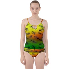 Insect Pattern Cut Out Top Tankini Set by BangZart