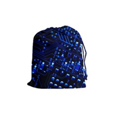 Blue Circuit Technology Image Drawstring Pouches (medium)  by BangZart