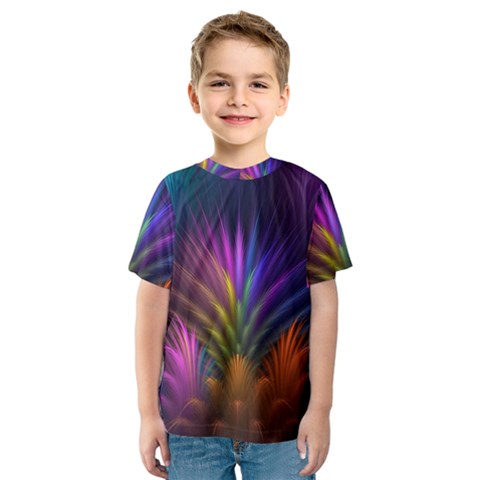 Colored Rays Symmetry Feather Art Kids  Sport Mesh Tee by BangZart