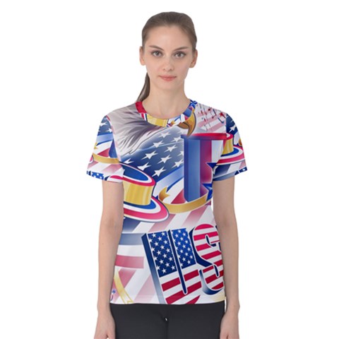 United States Of America Usa  Images Independence Day Women s Cotton Tee by BangZart