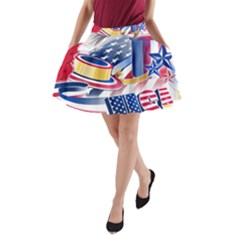 United States Of America Usa  Images Independence Day A-line Pocket Skirt by BangZart