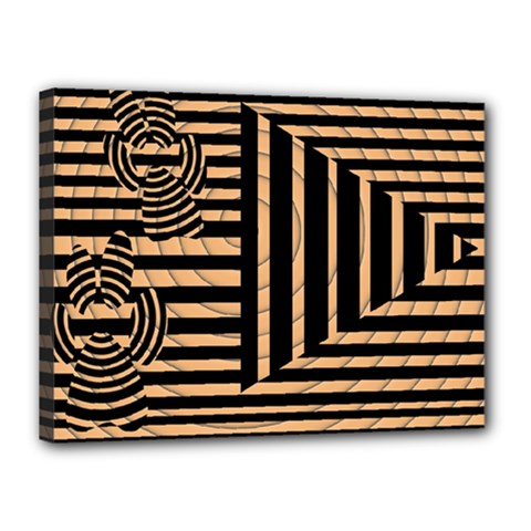 Wooden Pause Play Paws Abstract Oparton Line Roulette Spin Canvas 16  X 12  by BangZart