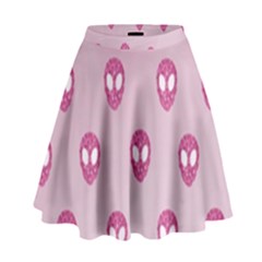 Alien Pattern Pink High Waist Skirt by BangZart