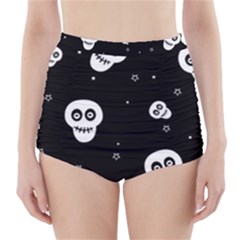Skull Pattern High-waisted Bikini Bottoms by BangZart