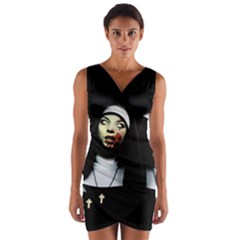 Horror Nuns Wrap Front Bodycon Dress by Valentinaart