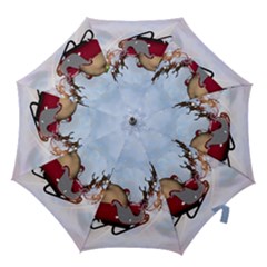 Christmas, Santa Claus With Reindeer Hook Handle Umbrellas (medium) by FantasyWorld7