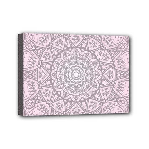 Pink Mandala Art  Mini Canvas 7  X 5  by paulaoliveiradesign