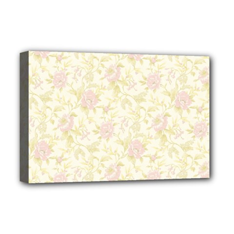 Floral Paper Pink Girly Pattern Deluxe Canvas 18  X 12   by paulaoliveiradesign