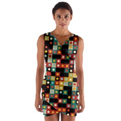 Colors On Black Wrap Front Bodycon Dress by linceazul