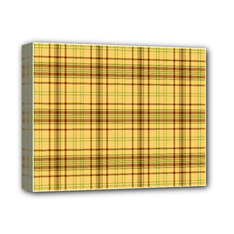 Plaid Yellow Fabric Texture Pattern Deluxe Canvas 14  X 11  by paulaoliveiradesign