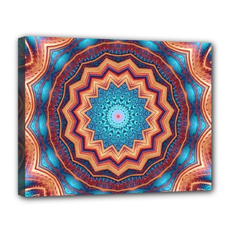 Blue Feather Mandala Canvas 14  X 11  by designworld65