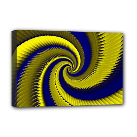 Blue Gold Dragon Spiral Deluxe Canvas 18  X 12   by designworld65