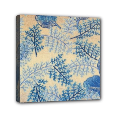 Fabric Embroidery Blue Texture Mini Canvas 6  X 6  by paulaoliveiradesign