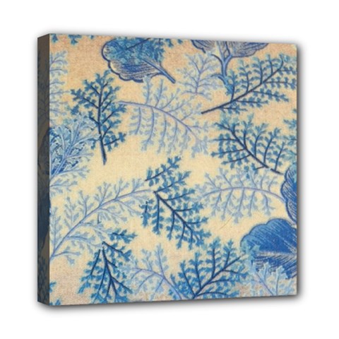 Fabric Embroidery Blue Texture Mini Canvas 8  X 8  by paulaoliveiradesign
