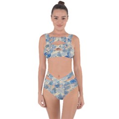 Fabric Embroidery Blue Texture Bandaged Up Bikini Set  by paulaoliveiradesign
