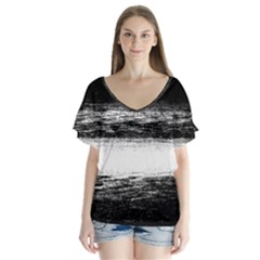 Ombre V-neck Flutter Sleeve Top by ValentinaDesign