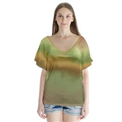 Ombre V-neck Flutter Sleeve Top by ValentinaDesign