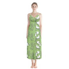Cow Flower Pattern Wallpaper Button Up Chiffon Maxi Dress by Nexatart