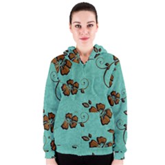 Chocolate Background Floral Pattern Women s Zipper Hoodie by Nexatart